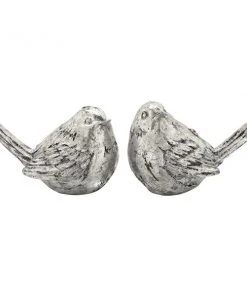 GRAYSON LANE Set of 2 8 In. x 6 In. Silver Bird Farmhouse Sculpture Polys