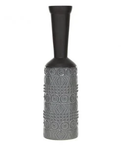 GRAYSON LANE 20 In. x 5 In. Eclectic Vase Grey Stoneware