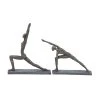 GRAYSON LANE Set of 2 11 In., 15 In. Brass Modern Yoga Sculpture Polyston