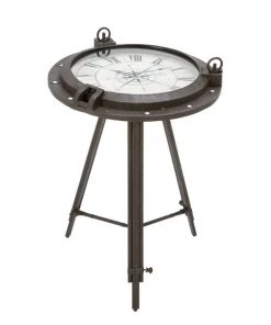 GRAYSON LANE 24 In. x 19 In. Industrial Clock Black Metal