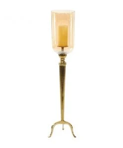 GRAYSON LANE 38 In. x 9 In. Traditional Candlestick Holders Gold Aluminum