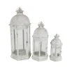 GRAYSON LANE Set of 3 29 In., 20 In., 14 In. Rustic Lantern White Metal