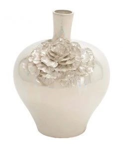 GRAYSON LANE 17 In. x 13 In. Farmhouse Vase Cream Ceramic