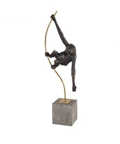 GRAYSON LANE 23 In. x 7 In. Modern Sculpture Black Resin Monkey