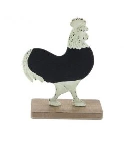GRAYSON LANE 8 In. x 7 In. Farmhouse Sculpture Black Metal Rooster