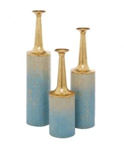 GRAYSON LANE Set of 3 27 In., 24 In., 20 In. Coastal Style Vase Blue Meta -GRAYSON LANE shop 330857738 AlternateImage4 l