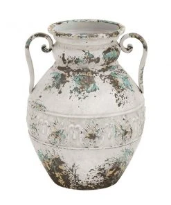 GRAYSON LANE 15 In. x 12 In. Vintage Vase White Metal