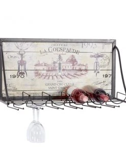 GRAYSON LANE 14 In. x 25 In. Vintage Wine Holder Rack Black Metal