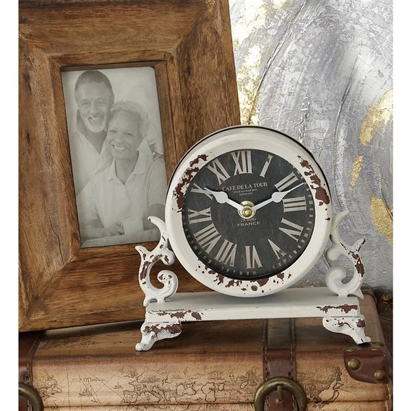 GRAYSON LANE 7 In. x 7 In. Vintage Clock Black Metal 2 GRAYSON LANE 7 In. x 7 In. Vintage Clock Black Metal - Image 2