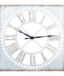 GRAYSON LANE 36 In. x 36 In. Farmhouse Wall Clock Grey Metal