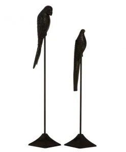 GRAYSON LANE Set of 2 29 In., 35 In. Black Traditional Bird Sculpture Alu