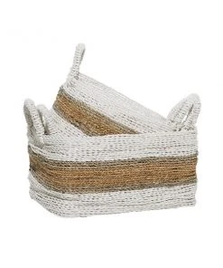 GRAYSON LANE Set of 2 21 In., 18 In., 16 In. Storage Basket White Polypro