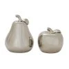 GRAYSON LANE Set of 2 7 In., 9 In. Glam Fruit Sculpture Silver Dolomite
