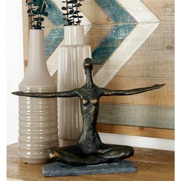 GRAYSON LANE 11 In. x 14 In. Modern Sculpture Brass Polystone Yoga 2 GRAYSON LANE 11 In. x 14 In. Modern Sculpture Brass Polystone Yoga - Image 2