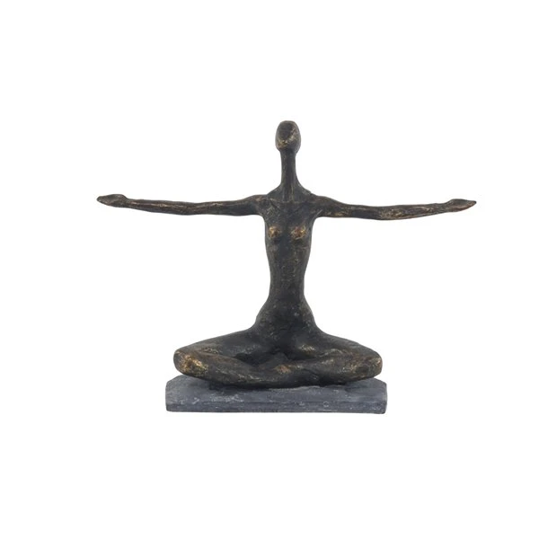 GRAYSON LANE 11 In. x 14 In. Modern Sculpture Brass Polystone Yoga 1 GRAYSON LANE 11 In. x 14 In. Modern Sculpture Brass Polystone Yoga