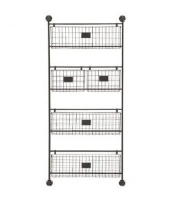 GRAYSON LANE 61 In. x 27 In. x 5 In. Industrial Magazine Rack Holder Blac
