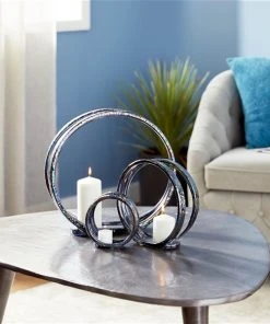 GRAYSON LANE 13 In. x 14 In. Glam Candlestick Holders Silver Ceramic -GRAYSON LANE shop 330857781 AlternateImage2 l