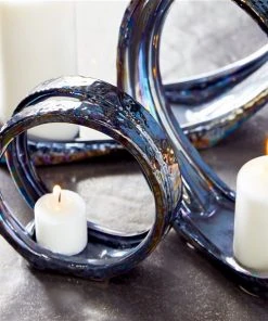 GRAYSON LANE 13 In. x 14 In. Glam Candlestick Holders Silver Ceramic -GRAYSON LANE shop 330857781 AlternateImage3 l