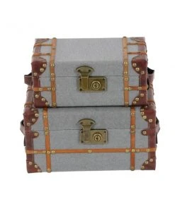 GRAYSON LANE Set of 2 12 In., 14 In. Grey Traditional Box Wood