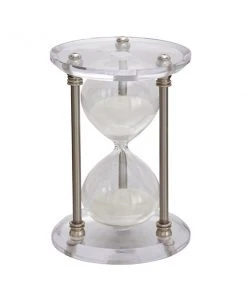 GRAYSON LANE 9 In. x 6 In. x 6 In. Glam Timer Silver Metal