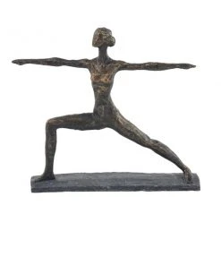 GRAYSON LANE 12 In. x 14 In. Modern Sculpture Brass Polystone Yoga