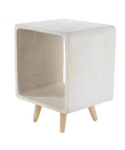 GRAYSON LANE 21 In. x 16 In. x 14 In. Industrial Outdoor Accent Table Whi