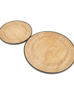 GRAYSON LANE Set of 2 2 In. x 12 In. Modern Lazy Susan Trays Brown Rubber -GRAYSON LANE shop 330857800 AlternateImage4 l