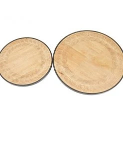 GRAYSON LANE Set of 2 2 In. x 12 In. Modern Lazy Susan Trays Brown Rubber