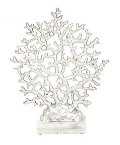 GRAYSON LANE 15 In. x 12 In. Coastal Sculpture Silver Marble Coral