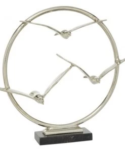 GRAYSON LANE 18 In. x 19 In. Modern Sculpture Silver Aluminum Bird