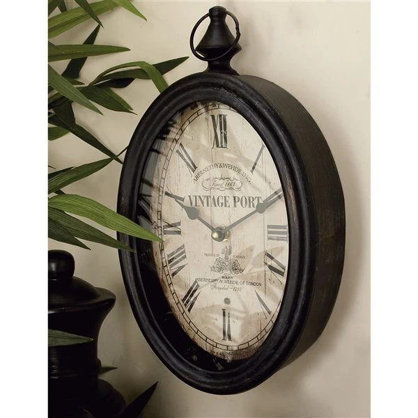 330857805_AlternateImage1_l.jpg GRAYSON LANE Set of 2 15 In. x 8 In. Vintage Wall Clock Black Metal -GRAYSON LANE shop 330857805 AlternateImage1 l