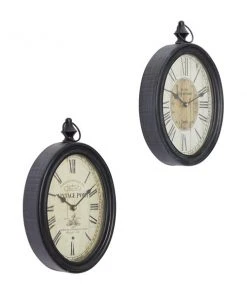GRAYSON LANE Set of 2 15 In. x 8 In. Vintage Wall Clock Black Metal 4 GRAYSON LANE Set of 2 15 In. x 8 In. Vintage Wall Clock Black Metal -GRAYSON LANE shop 330857805 AlternateImage5 l