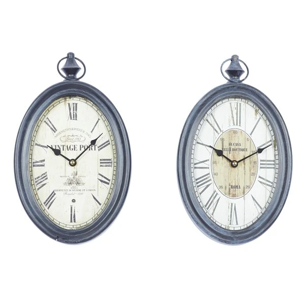 330857805_MainImage_001_l.jpg GRAYSON LANE Set of 2 15 In. x 8 In. Vintage Wall Clock Black Metal -GRAYSON LANE shop 330857805 MainImage 001 l