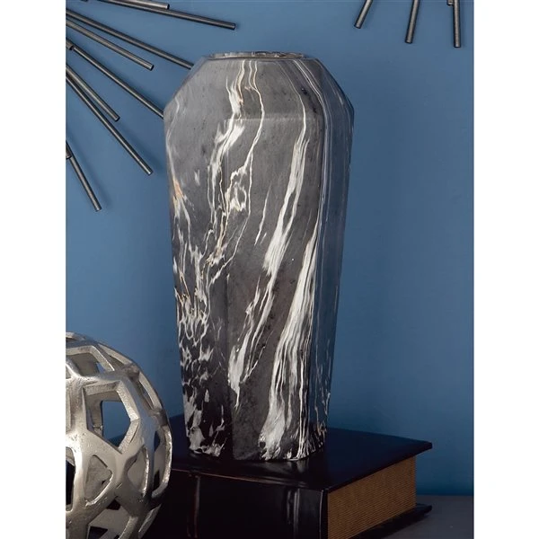 GRAYSON LANE 14 In. x 6 In. Contemporary Vase Black Ceramic 2 GRAYSON LANE 14 In. x 6 In. Contemporary Vase Black Ceramic - Image 2