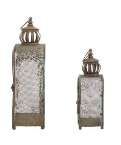 GRAYSON LANE Set of 2 17 In., 12 In. Rustic Lantern Brown Metal -GRAYSON LANE shop 330857808 AlternateImage5 l