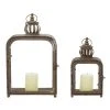 GRAYSON LANE Set of 2 17 In., 12 In. Rustic Lantern Brown Metal