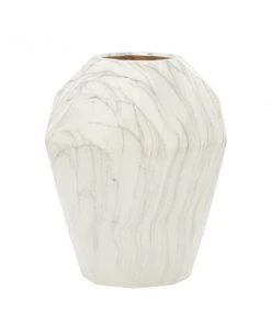 GRAYSON LANE 12 In. x 10 In. Contemporary Vase White Stoneware