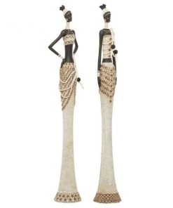 GRAYSON LANE Set of 2 6 In. x 31 In. Contemporary Sculpture White Stone