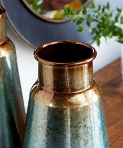 GRAYSON LANE Set of 2 15 In., 12 In. Rustic Vase Turquoise Metal -GRAYSON LANE shop 330857813 AlternateImage2 l