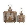 GRAYSON LANE Set of 2 12 In., 9 In. Rustic Lantern Beige Metal