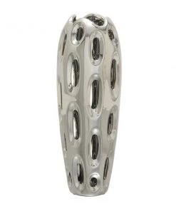 GRAYSON LANE 16 In. x 6 In. Contemporary Vase Silver Ceramic