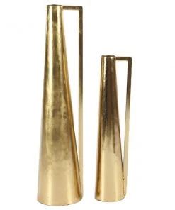 GRAYSON LANE Set of 2 17 In., 22 In. Glam Vase Gold Metal