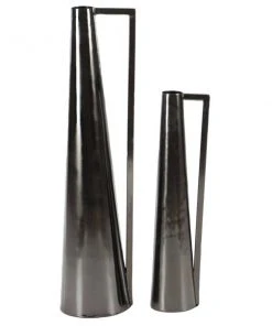GRAYSON LANE Set of 2 17 In., 22 In. Glam Vase Black Metal