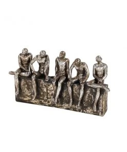 GRAYSON LANE 7 In. x 13 In. Modern Sculpture Silver Polystone Family