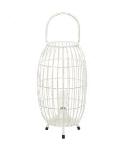 GRAYSON LANE 16 In. x 9 In. Modern Candle Holder Lantern White Iron