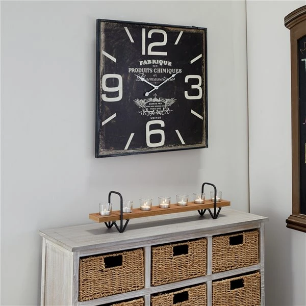 330857852_AlternateImage2_l.jpg GRAYSON LANE 23 In. x 23 In. Vintage Wall Clock Black Wood -GRAYSON LANE shop 330857852 AlternateImage2 l