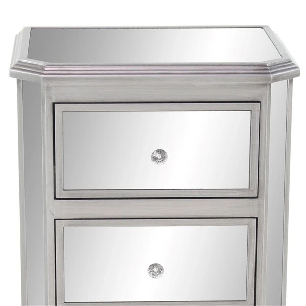 GRAYSON LANE 28 In. x 18 In. Glam Chest Grey Glass and Wood 3 GRAYSON LANE 28 In. x 18 In. Glam Chest Grey Glass and Wood - Image 3