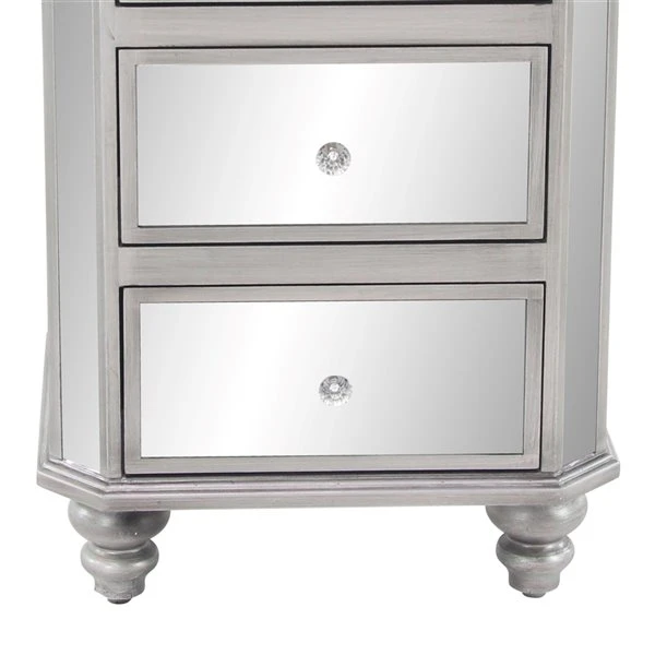 GRAYSON LANE 28 In. x 18 In. Glam Chest Grey Glass and Wood 4 GRAYSON LANE 28 In. x 18 In. Glam Chest Grey Glass and Wood - Image 4
