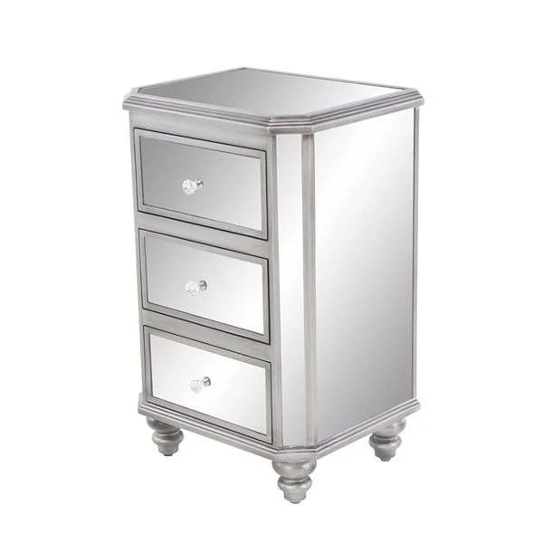 GRAYSON LANE 28 In. x 18 In. Glam Chest Grey Glass and Wood 5 GRAYSON LANE 28 In. x 18 In. Glam Chest Grey Glass and Wood - Image 5