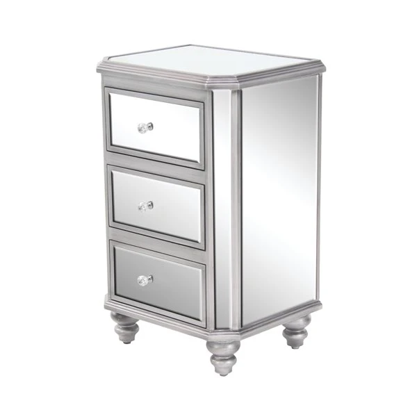 GRAYSON LANE 28 In. x 18 In. Glam Chest Grey Glass and Wood 1 GRAYSON LANE 28 In. x 18 In. Glam Chest Grey Glass and Wood